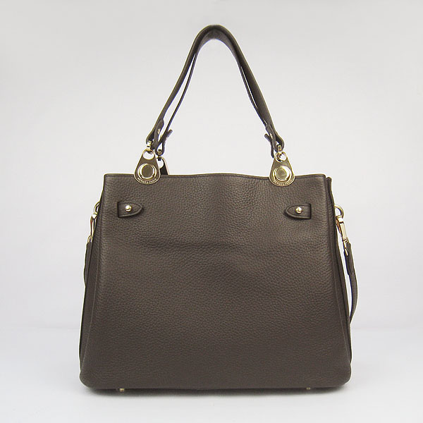 Replica Hermes New Arrival Double-duty leather handbag Dark Coffee 60668 - Click Image to Close